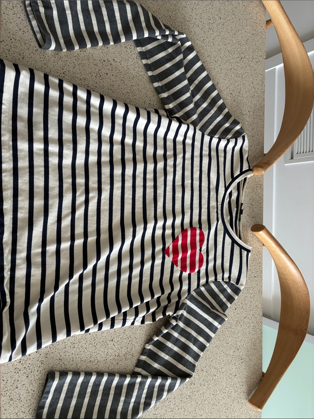 J. Crew Long Sleeve Striped Shirt with Red Heart Size XL